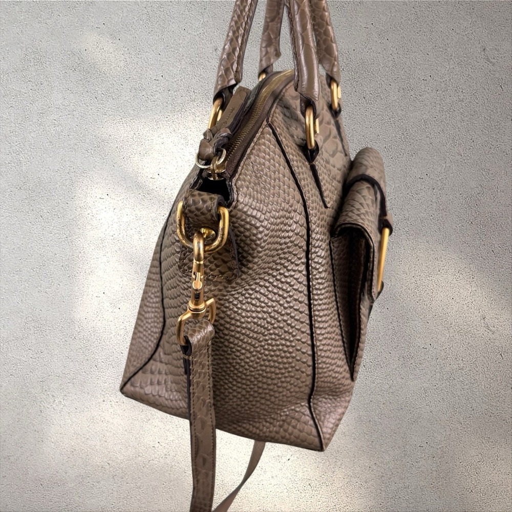 Dooney & Bourke Naomi Satchel Bag Saffiano Leather Croc Reptile Embossed Gray - Picture 5 of 8